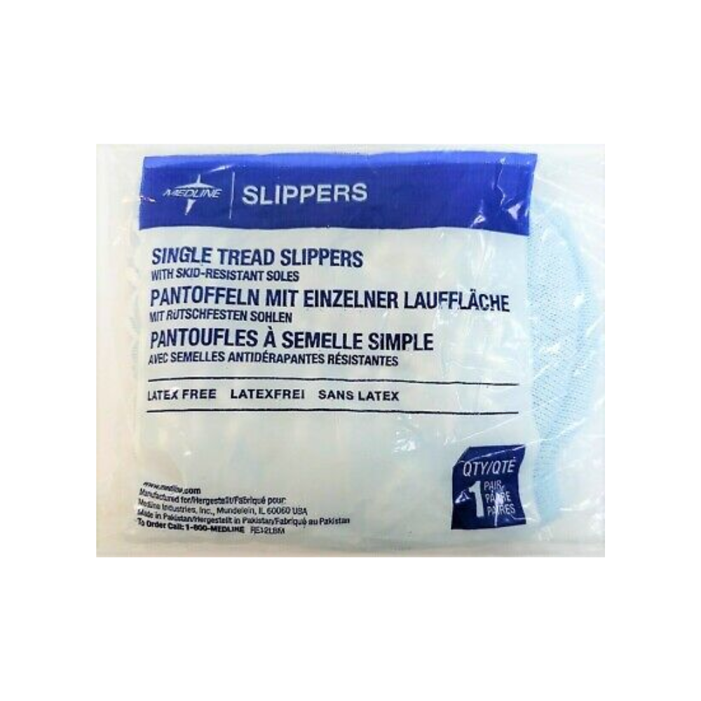 Medline SLIPPER, SINGLE TREAD, 1 SZ FITS MOST, BLUE One Pair