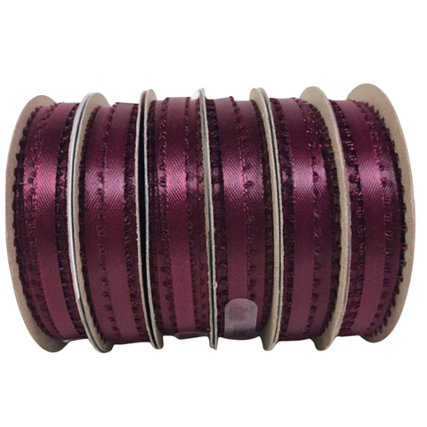 Holiday Time Walmart Ribbon Burgundy 18 feet Craft Ribbon 3/16" wide 100% Polyester 6 Rolls