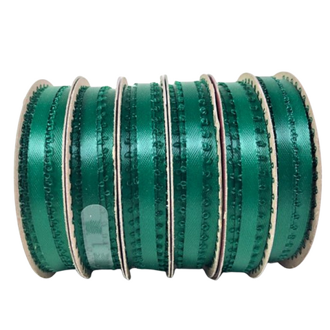Holiday Time  Walmart Ribbon Green 18 feet Craft Ribbon 3/16" wide 100% Polyester 6 Rolls
