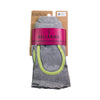 ToeSox Women's Bellarina Half Toe Grip Socks Heather Grey With Lime Trim M
