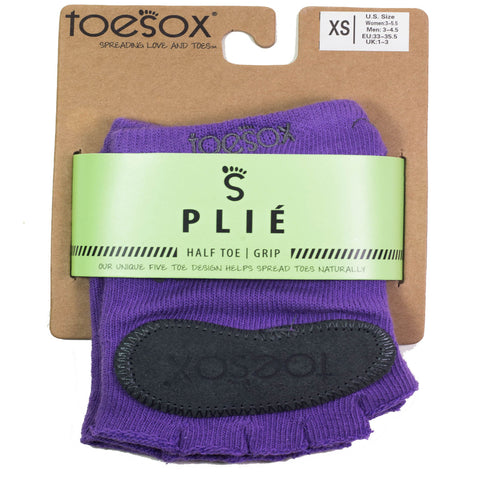 ToeSox Women's Plie Half Toe Grip Sock Light Purple XS