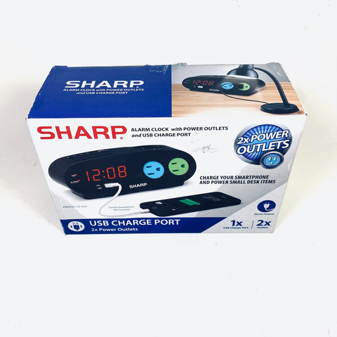 Sharp Alarm Clock with Power Outlets
