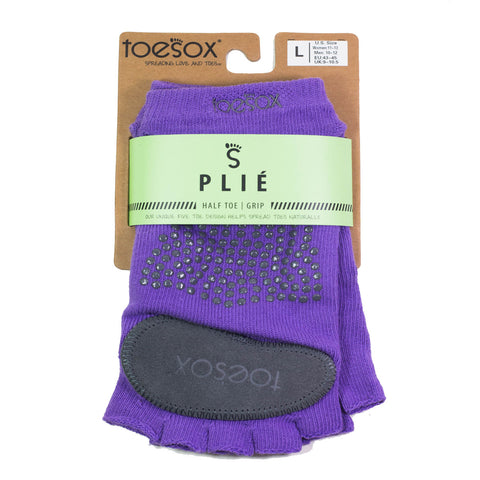 ToeSox Women's Plie Half Toe Grip Socks Light Purple L