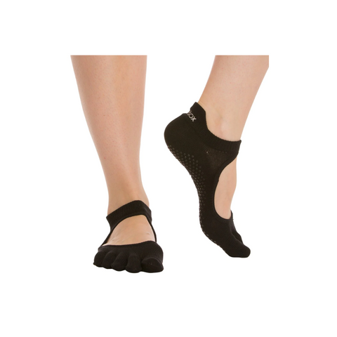 ToeSox Women's Bellarina Full Toe Grip Socks Fishnet Storm S
