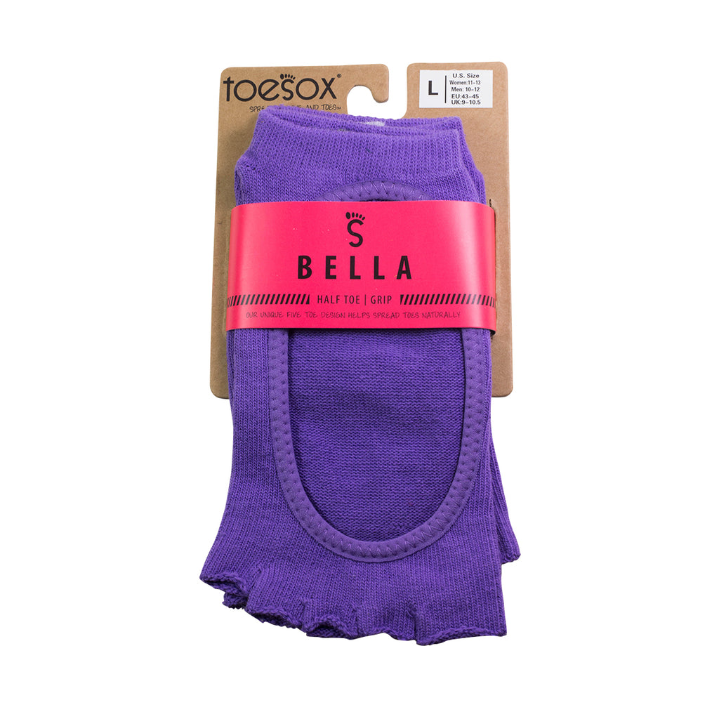 ToeSox Women's Bella Half Toe Grip Socks Light Purple Size L