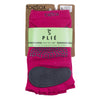 ToeSox Women's Plie Half Toe Grip Socks Fuchsia w  Fuchsia Trim L