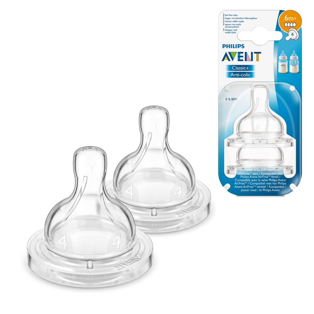 Philips Avent Anti-colic Baby Bottle Fast Flow Nipple, 2pk, (Pack of 2)