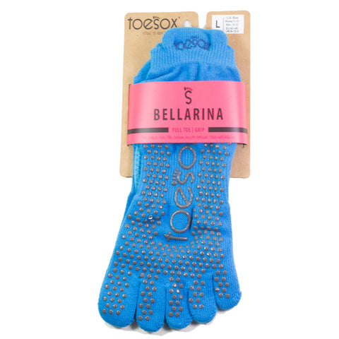 ToeSox Women's Bellarina Full Toe Grip Socks Skydiver Size L